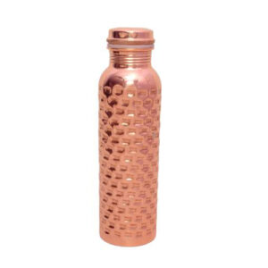 Copper Water Bottle Hammered Brick Design Pure Copper Bottle